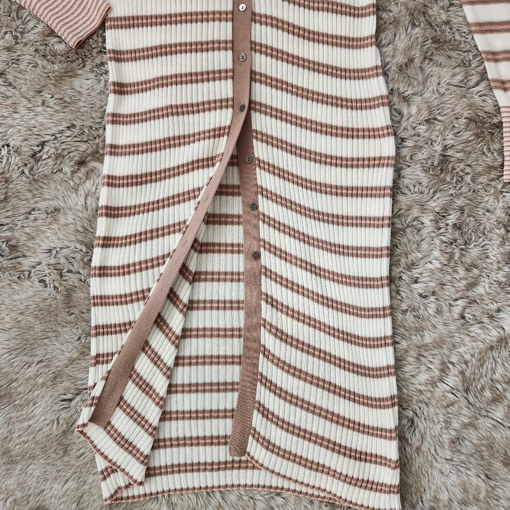 Free People Vista Cardi Collared Button Front Ribbed Duster Cardigan Women's XL‎ - Picture 4 of 10